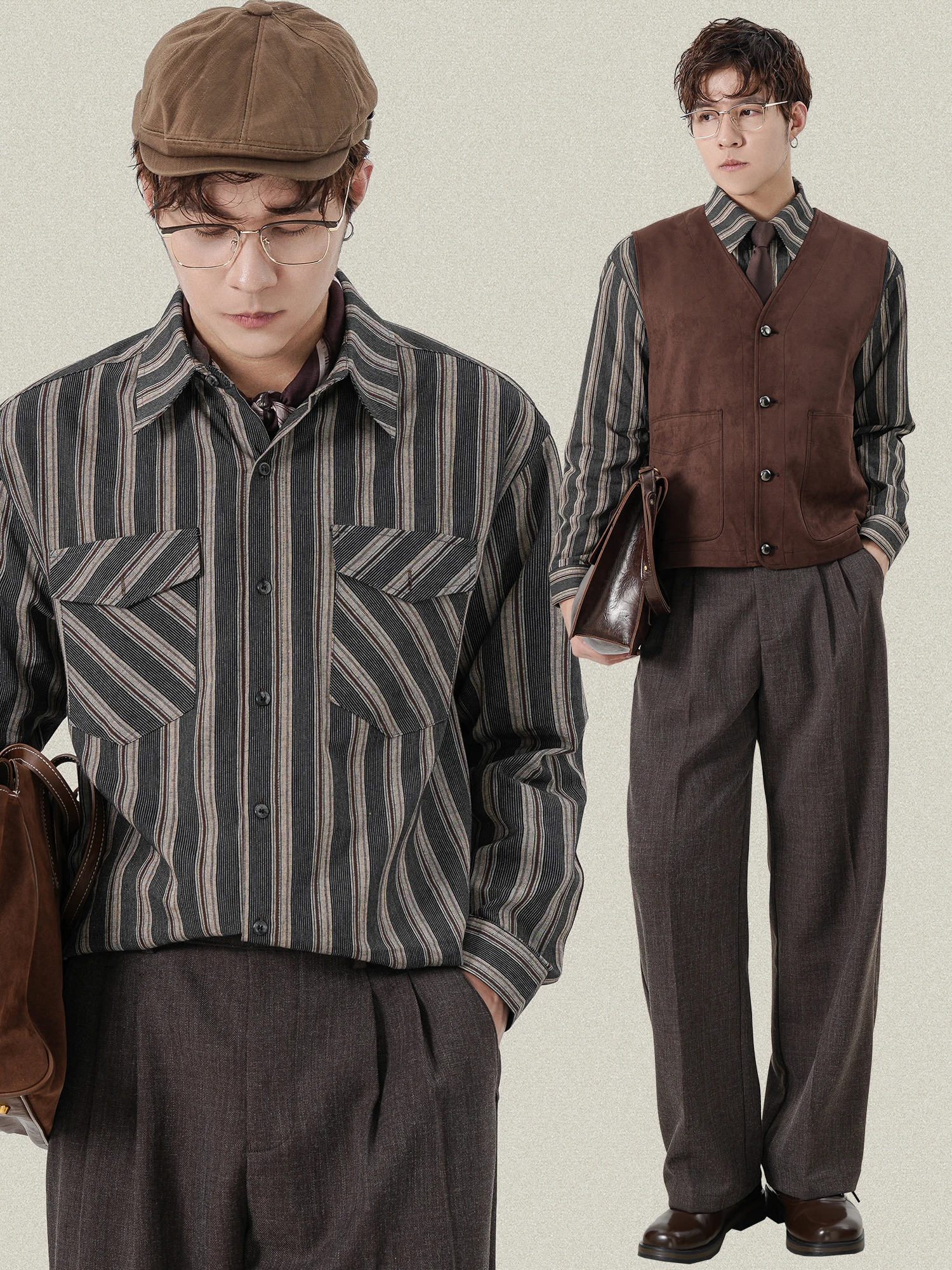 Loose Long Sleeve Striped Shirt American Style Casual Fashion Men's Women's Spring Autumn Cotton Shirt Jacket Top