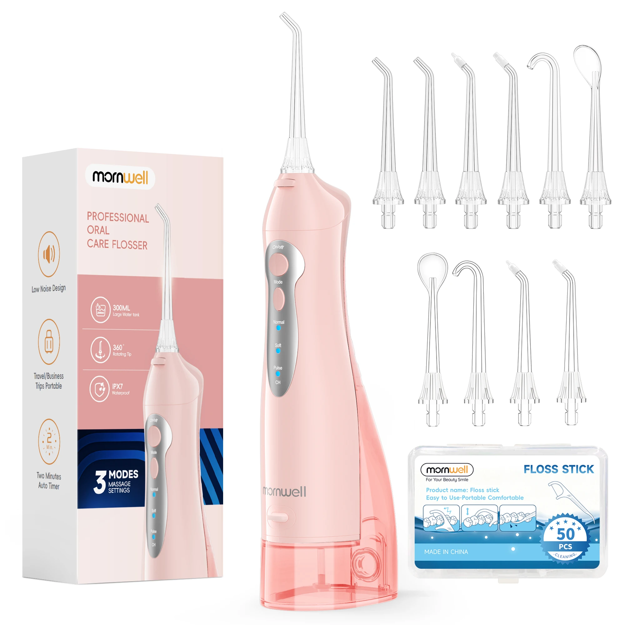 

Portable D52 Water Flosse Jet Rechargeable Oral Flosser Portable 300ML 4 Nozzles Waterproof Oral Irrigator Teeth Cleaner