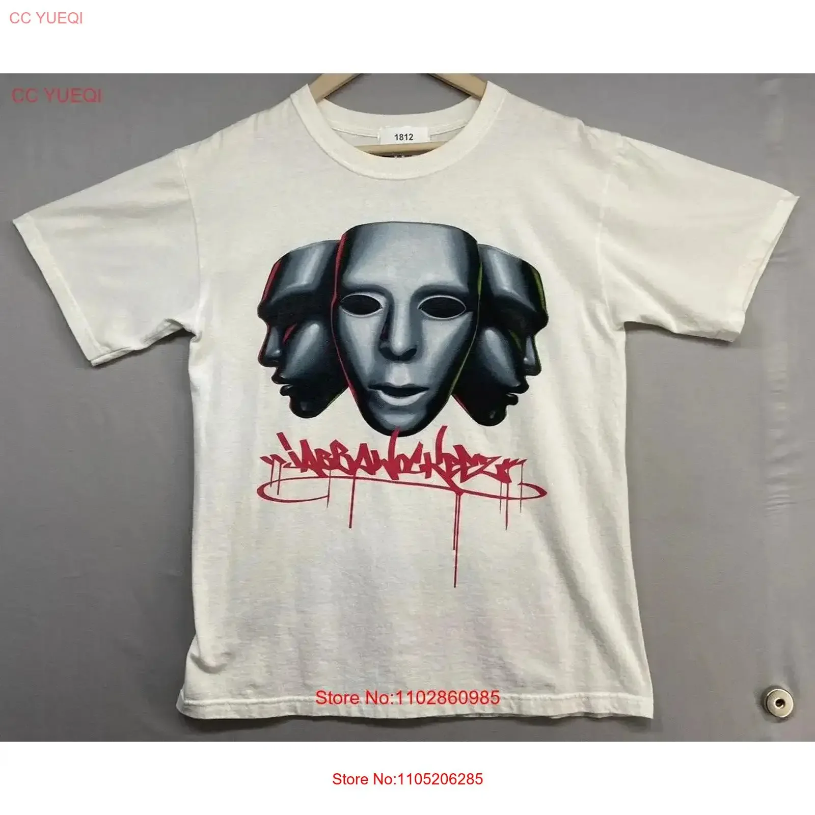 Jabbawockeez JBWKZ Mens T Shirt Sz M Original MASK White Red Retro RARE USA vintage Washed fashion Stylish Comfortable