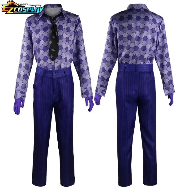 Heath Ledger Joker เครื่องแต่งกาย Dark Knight, ชุดเสื้อสีม่วงสมบูรณ์, ชุดคอสเพลย์สําหรับวันฮาโลวีน