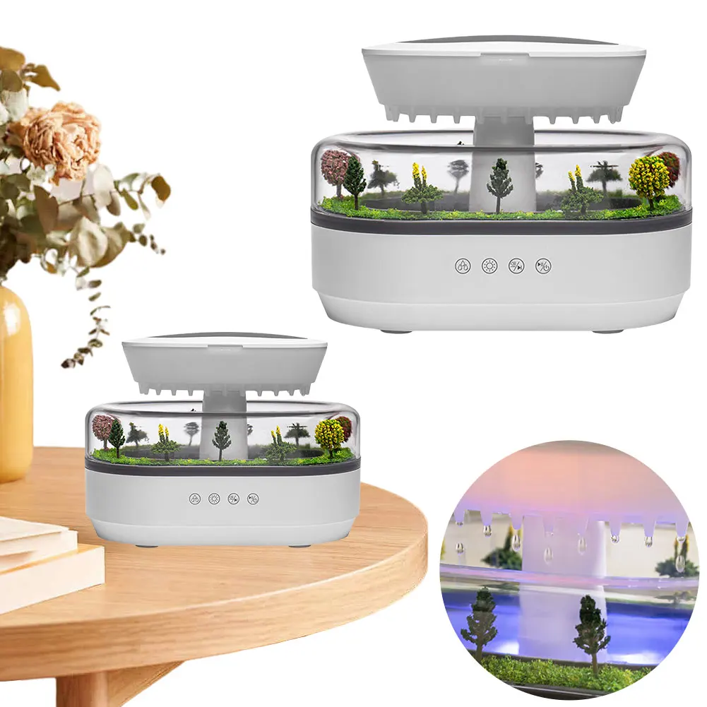 

Диффузор эфирного масла, капельный микропейзаж, увлажнитель с прохладным туманом и 7 ночниками для спальни, домашнего офиса