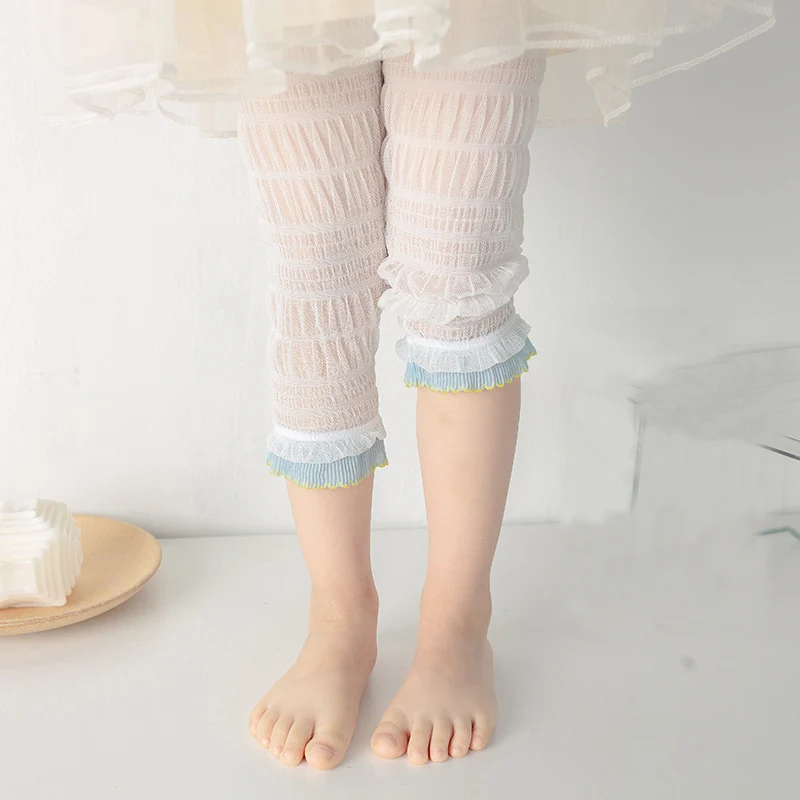 Children Summer Thin Leggings Cotton Elastic Breathable Transparent Sweet Cute Lace Toddler Baby Girl Trousers Kids Girls Pants