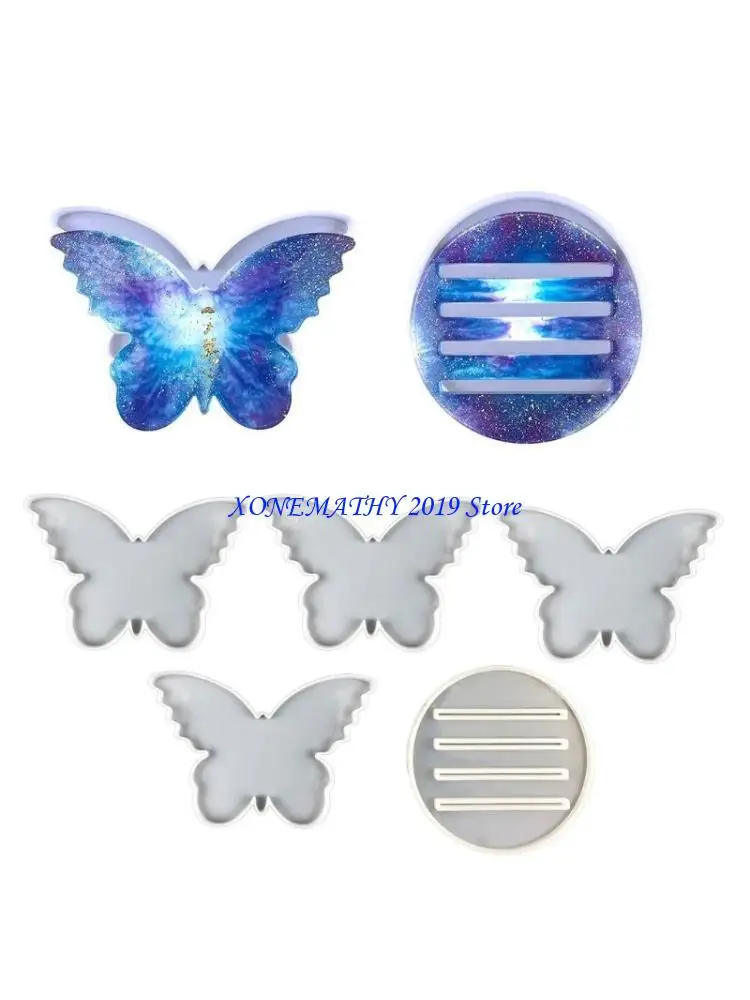 F42F Silicone Mold Resin Tray Storage Rack Mold Butterfly-shaped Epoxy Resin Mold