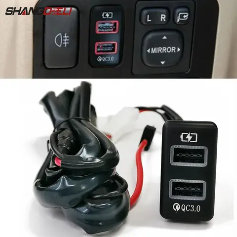 자동차 듀얼 QC3.0 USB 충전기 인터페이스 소켓 어댑터 도요타 FJ 크루저 120 프라도 레이즈 2003-2009 액세서리