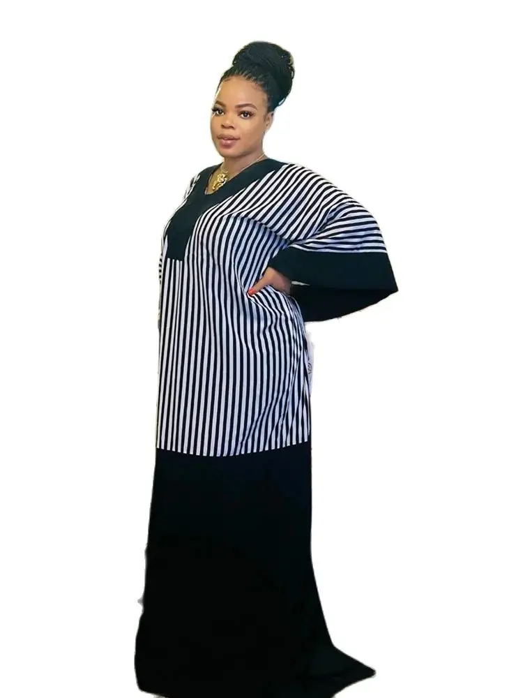 Black Cotton Soft And Skin Friendly Swiss Voile 100% Cotton Top Quality Dry African Ankara Party Daily Long Dress Dashiki Robe