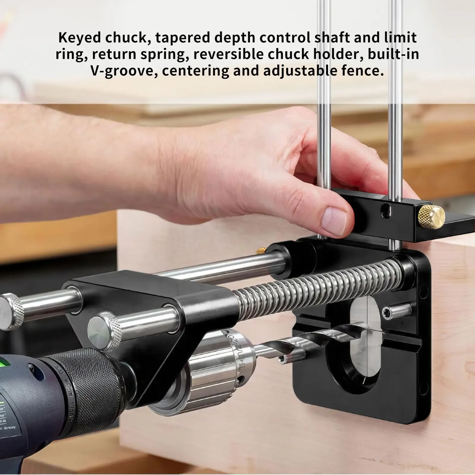 Imagem -03 - Portátil Carpintaria Drill Bit Locator Auto Line Drill Guide Precise Hole Punch Posiçãoer Auto-line Guide Tool