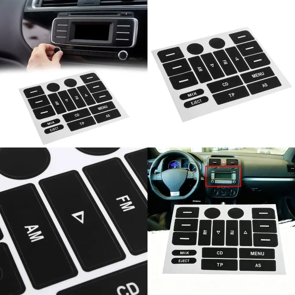 6XDF Button Repair Stickers Radio PVC Decal Simple Installs for Golf MK5 Vehicle