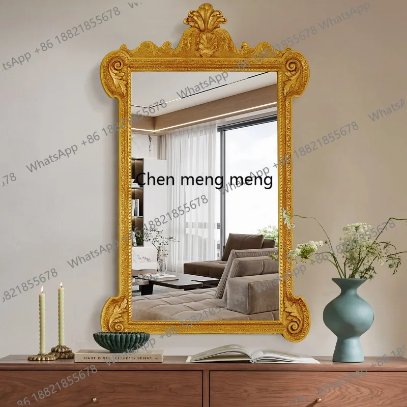 M182 French light luxury bathroom mirror wall-mounted porch decorative mirror retro vanity makeup mirror