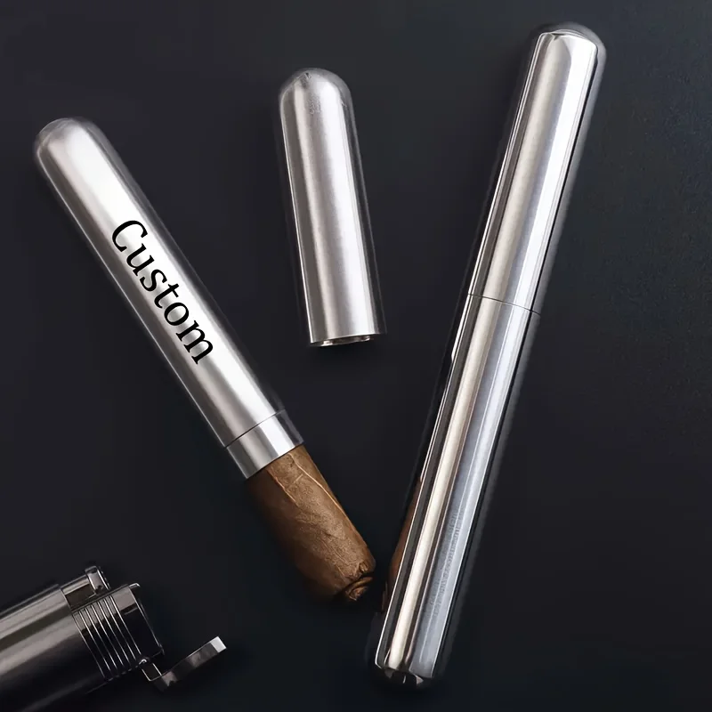 

1Pc【Customized】Personalized Cigar Case - Custom Engraved Name, Compact Travel Case with Seal, Durable Gift for Dad, Boyfriend (Father's Day, Christmas, Birthday)