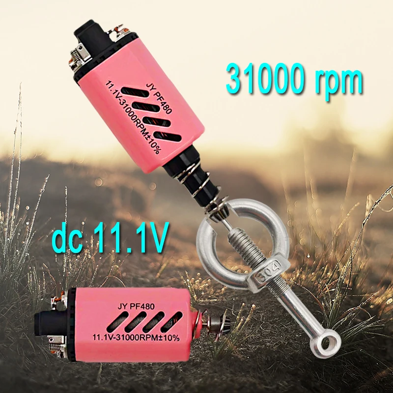 Airsoft Motor 480 High Speed Short & Long Shaft Pink 31000 Rpm Dc 11.1v Neodymium Magnet with Special Gear Puller Part