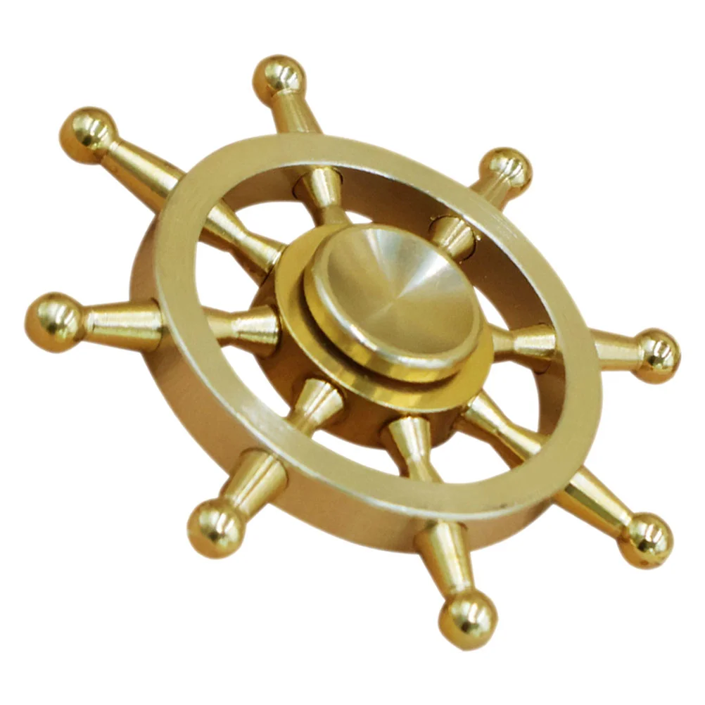 Brass Rudder Ornaments Ship Steering Wheel Decor Decoration Decorative Objects Rotatable Room for Home