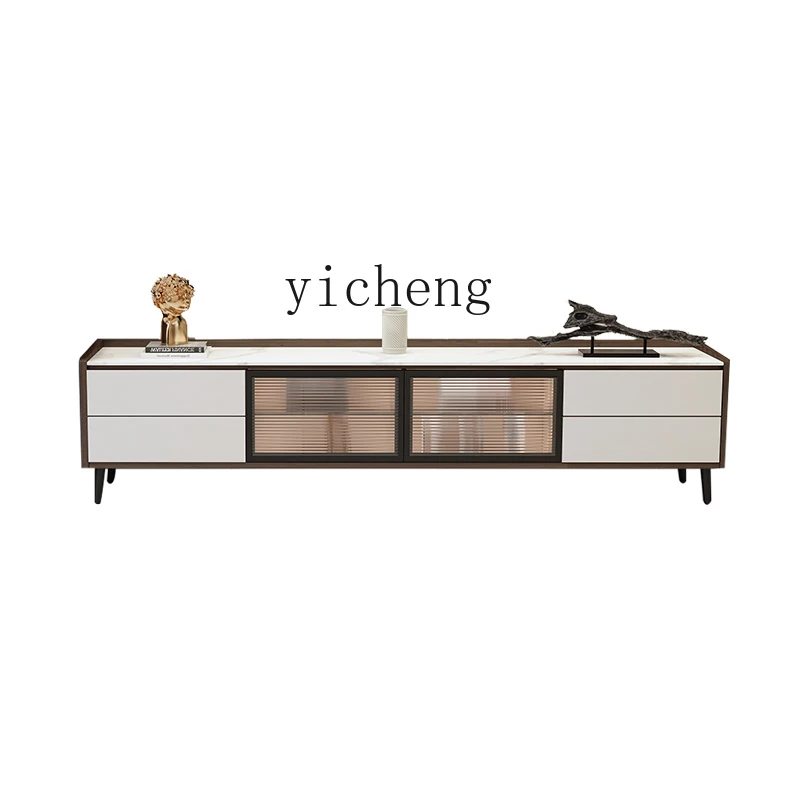 ZWS. Modern simple rock slab coffee table TV cabinet combination living room marble tea table