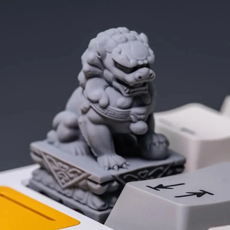 1 Piece Hand Made Stone Lion Resin Keycap White Grey Shishi Key Cap For MX Switch Mechanical Keyboard