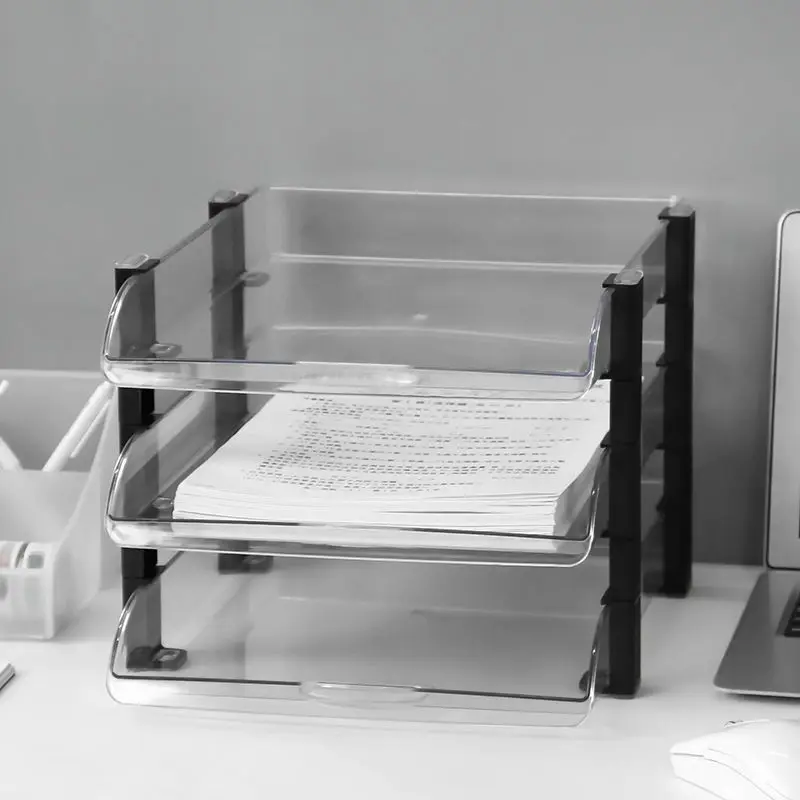 A4 File Organizer Tray 2/3-Layers Desk Accessorie Magazine Holder File Office Organizer Plastic Storage Book Shelf New