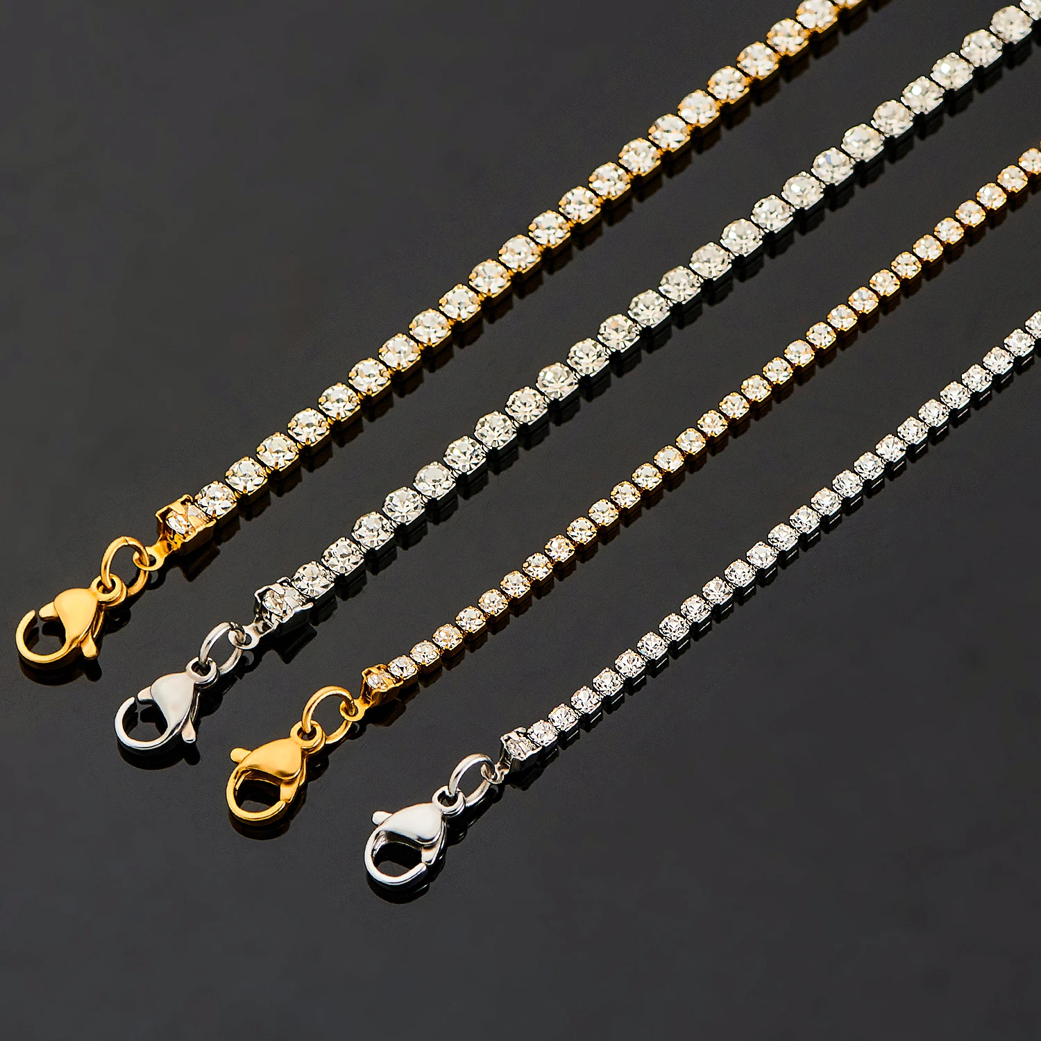 CZ Necklace Iced Out Bling Chain 2mm/3mm Sexy Choker Stainless Steel For Women Jewelry Accessories