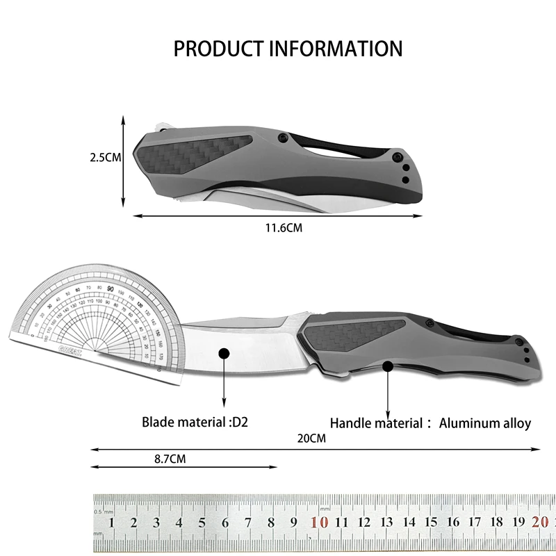 KS5500 Camping Survival Folding D2 Blade Outdoor Hiking Aluminum Alloy Handle Rescue EDC Folding Knife