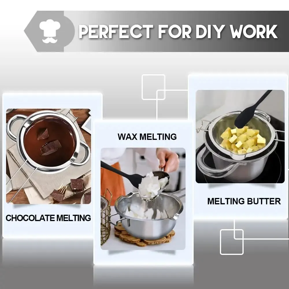 

1200ml Candle Wax Melting Pot with 2400ml Stainless Steel Pot for Melting Chocolate Candy Candle Soap Wax Making Kit