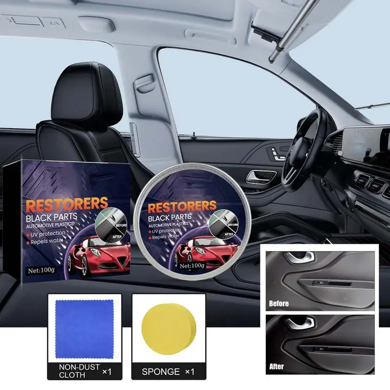 

Refurbish Agent For Car Auto Plastic Restorer Gloss Car Cleaning Products Car Interior Refurbish Leather Renovator With Sponge