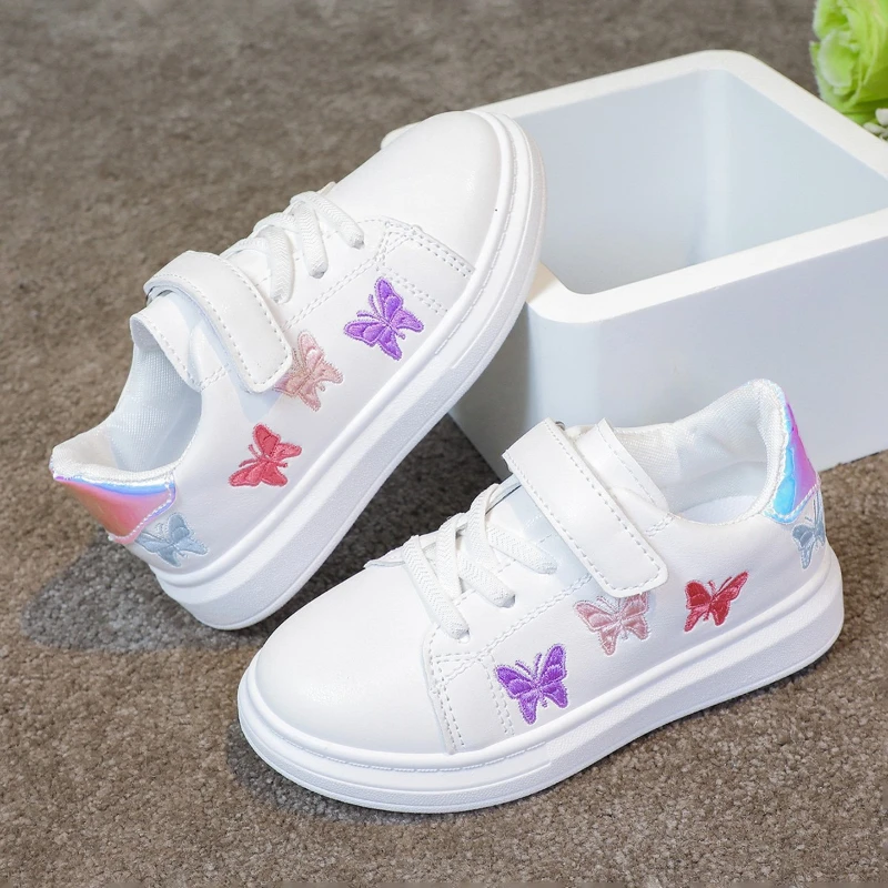 

2025 Autumn New Kids Embroidered Sneakers Soft Soled Girls Shoes Anti Slip Child Casual Shoes Simple Girls' Board Shoe Кроссовки