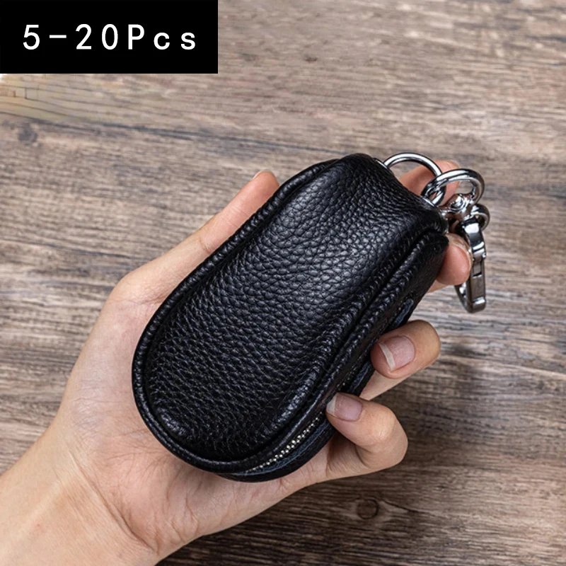 5/10/20Pcs Wholesale The First Layer of Cowhide Key Bag Large Capacity Leather Multi-function Car Key Bag for Men Women Key Bag