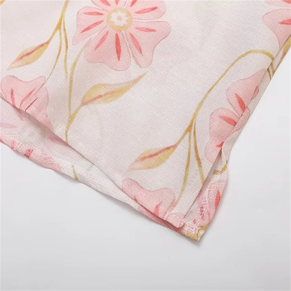 Zach Ailsa Autumn New Women's Fashion Style Slimming Round Neck Sleeveless Flower Printed Shorts Dress