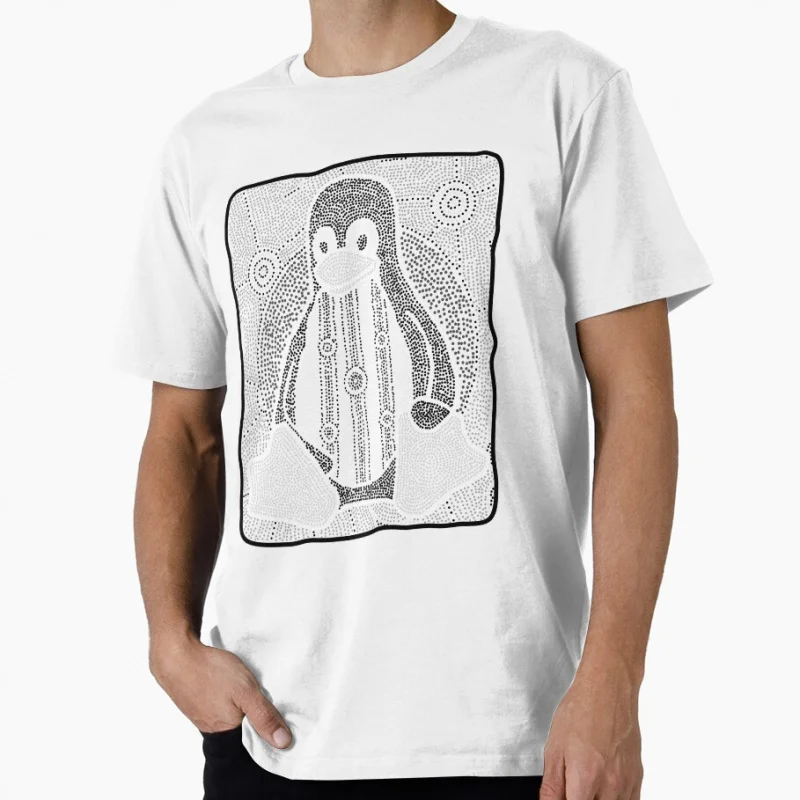 

Tux (Monochrome) penguin funny Gift t shirt Software Engineer Graphic clothes Developer humor tee 100% cotton Large size Tops
