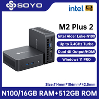 SOYO M2 Plus2 Mini PC Intel Alder Lake N100 Up To 3.4GHz Turbo Windows 11 Pro Mini PC 16GB/512GB M.2 SSD WiFI5 Desktop Computer