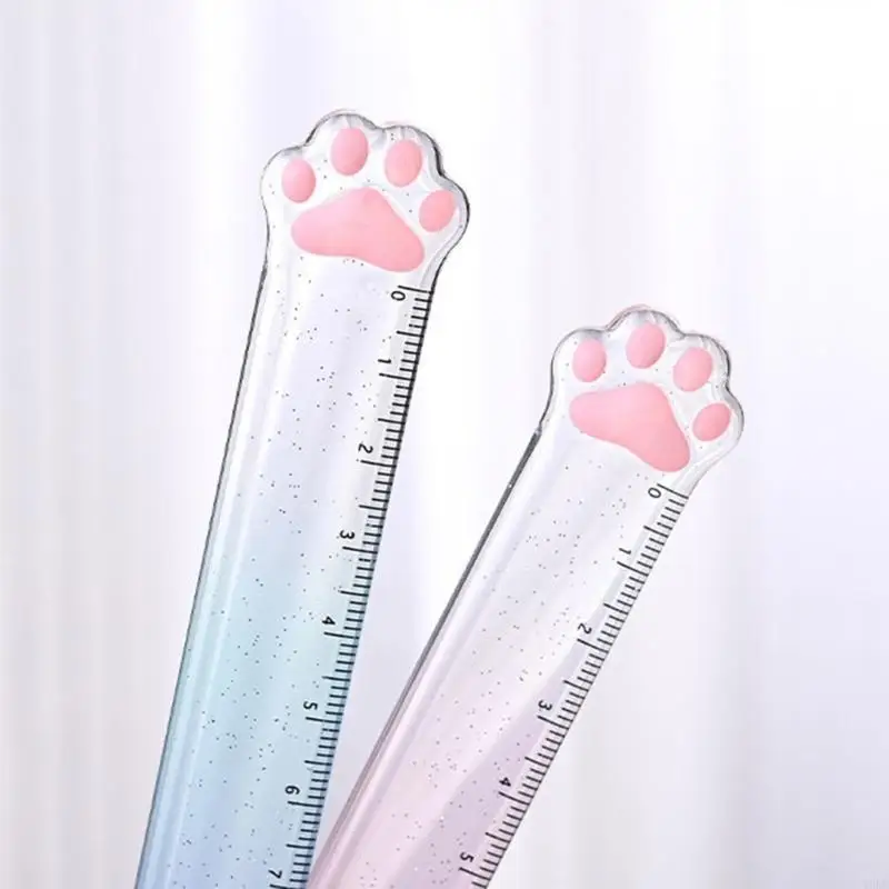 Y5LB 2Pcs Paw Ruler Transparent Plastic Straight Ruler Measuring 0-15cm for DIY Scrapbooking Drafting Drawing