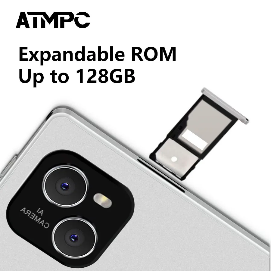 ATMPC 10,1 pouces Android 14 Pad, 12(4 + 8) Go de RAM + 128 Go de ROM, 5 GHz WIFI 6, BT 5.4, 6000 mAh, écran IPS, Octa-Core, PC de table 2 en 1