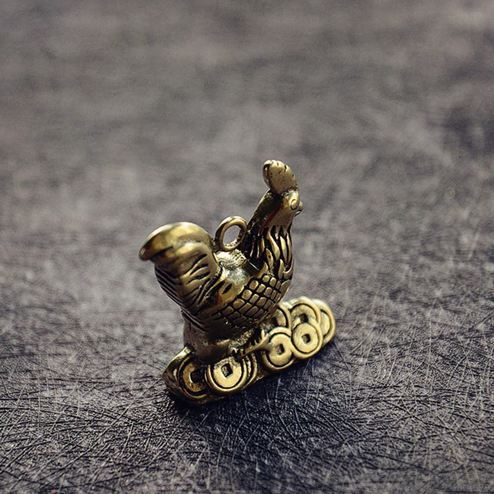 

3pcs Metal Coin Chicken Keychain Creative Key Ring Hangings DIY Charms Jewelry Making Kits Brass Pendant Lightweight Portable