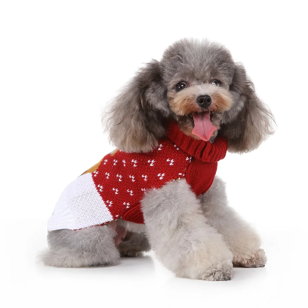 

Deer Sweater Christmas Dog Clothes Warm Knitwear For Outdoor Walking Jogging Party Red White Size S Pet Clothes Dog Sweater