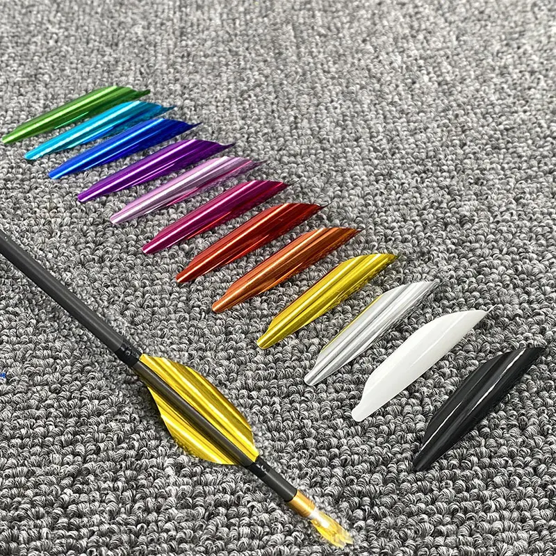 50Pcs 1.8 inch Archery Spin Vanes Spiral Feather Spin Wing With Sticker Tape DIY Hunting Shooting Arrow Accessories﻿ New Desig