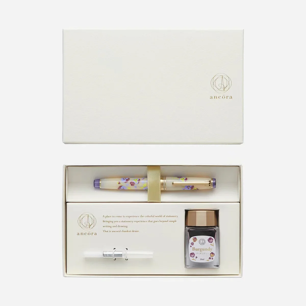 Japanese Sailor Ancora Fountain Pen Limited Hydrangea Transparent Cherry Blossoms 14K Gold Nib Medium Flat Top Writing Gift Box