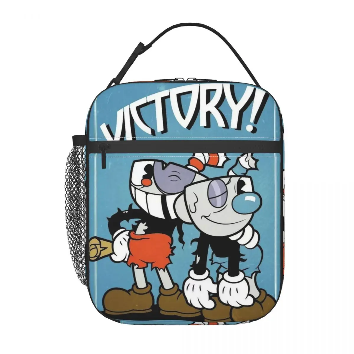 Cuphead And Mugman Anime Thermal Insulated Lunch Bag for Picnic Dope Cartoons Portable Bento Box Thermal Cooler Lunch Boxes