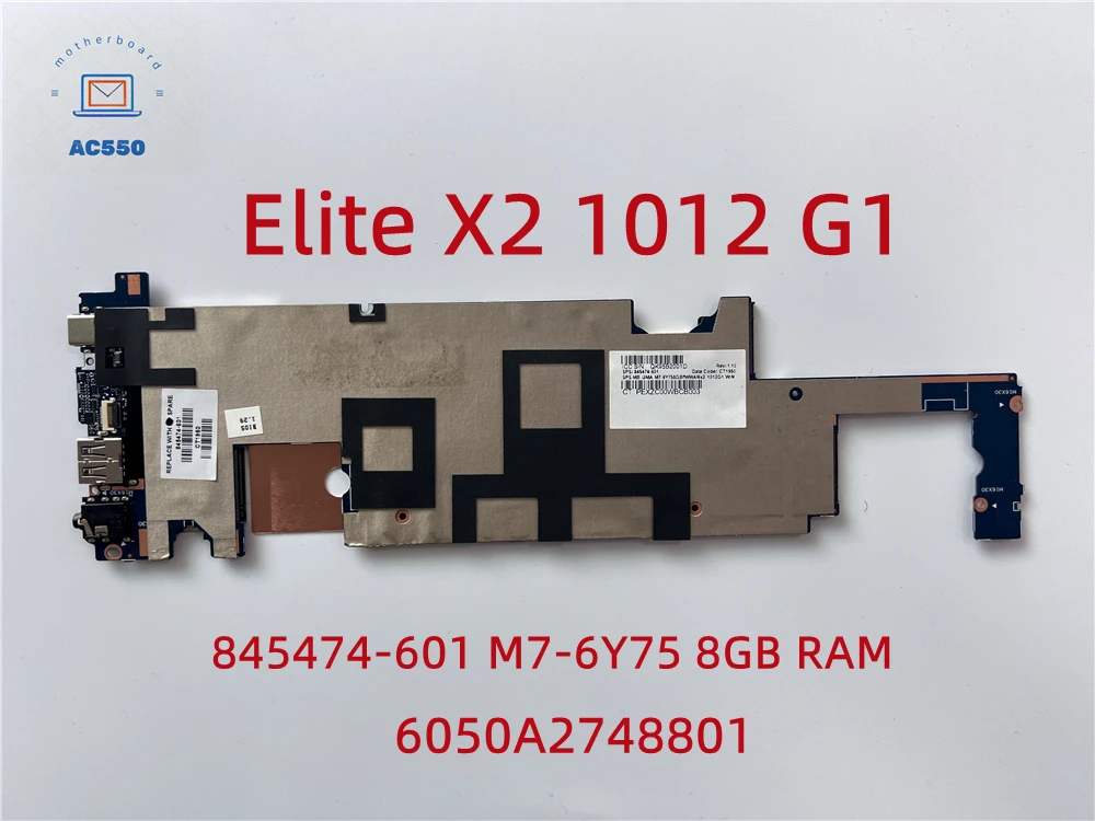 Płyta główna do laptopa 845473 -601 844858 -601 6050A 2748801   DLA HP Elite X2 1012 G1 M7-6Y75 8 GB pamięci RAM 100% sprawny test przeszedł