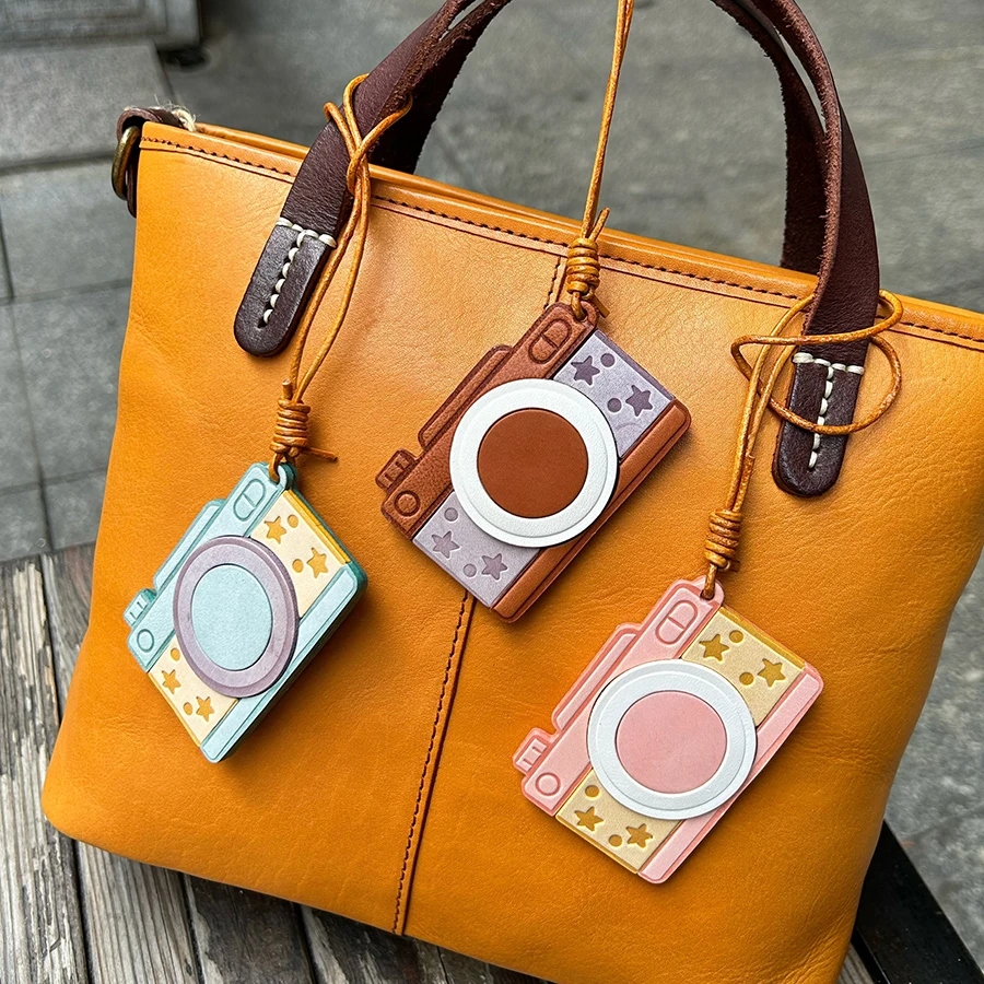 

Genuine Leather Bag Charm Multiple Color Camera Keychain Bag Pendant Decoration High Luxury Girl Gift Bags Accessories