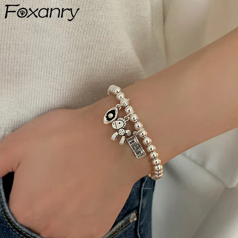 Foxanry Elasticity Horse Pendant Bracelet For Women Girls Fashion Cute Creative Design Simple Good Luck Daily Party Jewelry Gift