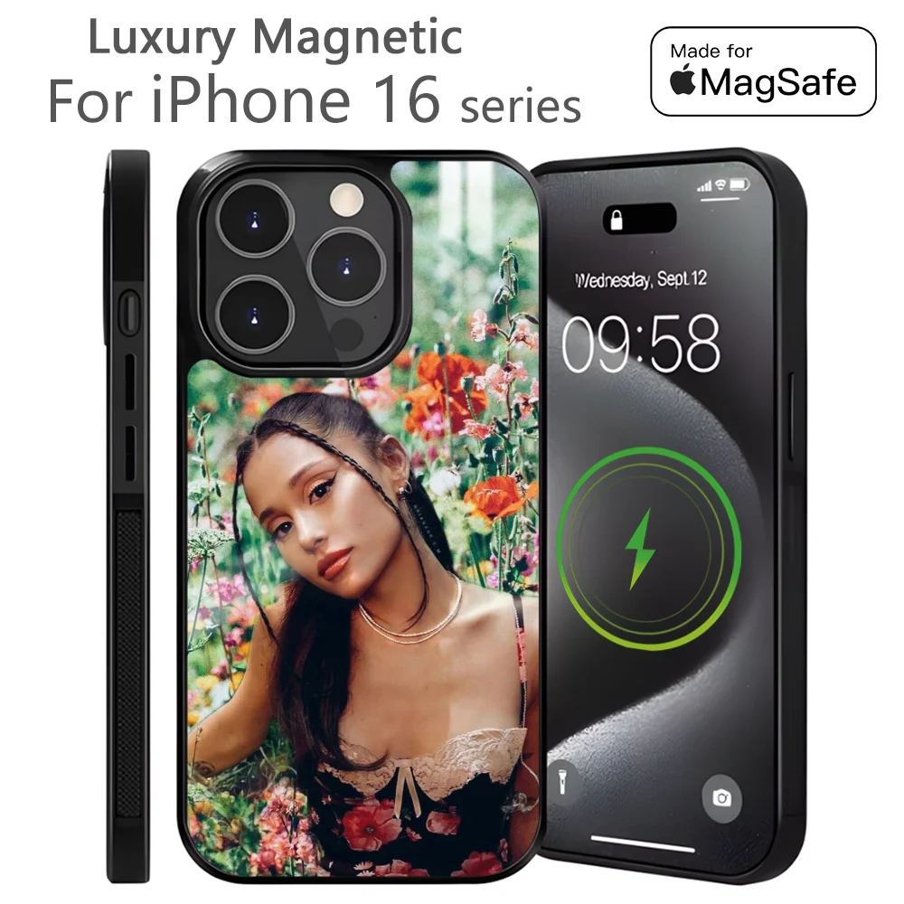 Singer A-Ariana Grandes Phone Case For iPhone 16 15 14 13 12 11 Pro Max Plus Mini Magnetic Magsafe Wireless Charging Cover