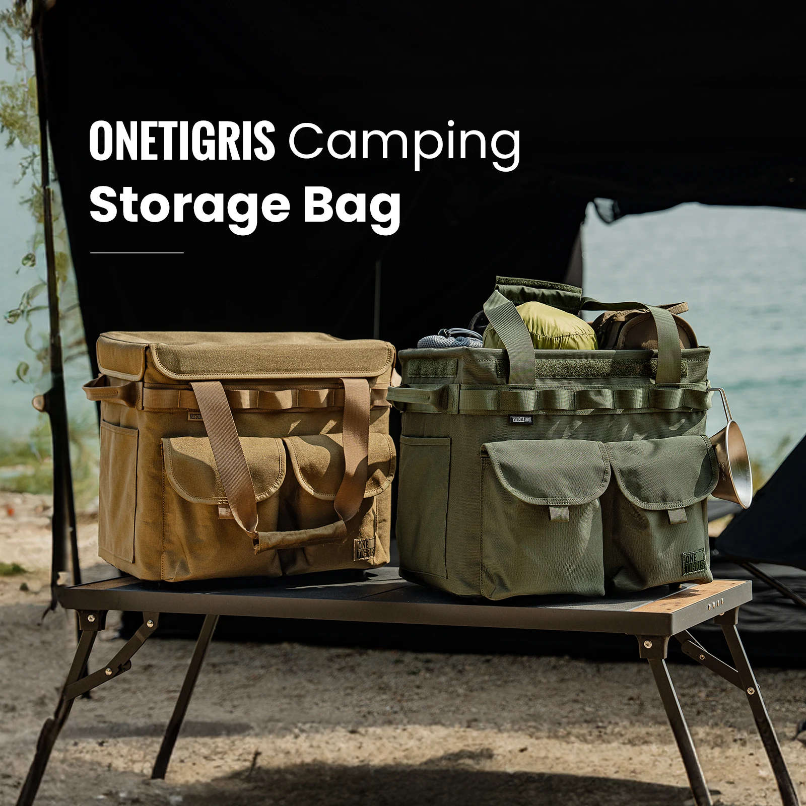 

OneTigris 25L Camping Storage Bag Foldable Campsite Tote Outdoor Travel Tools Handbag Portable Bags Organizer Firewood Package