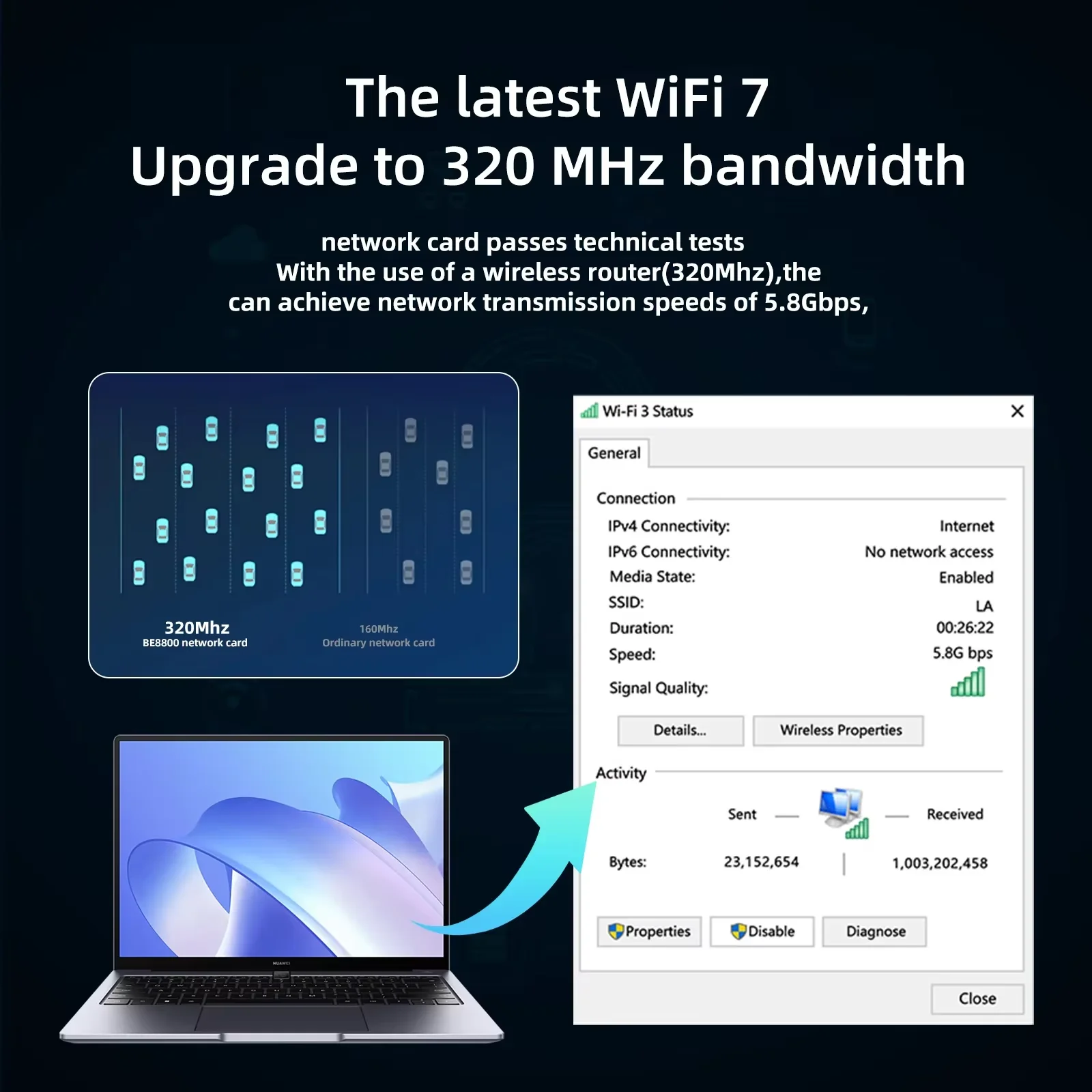 Fenvi Wifi 7 QCNCM865 M.2 Tarjeta de red Bluetooth 5,3 hasta 5,8 Gbps Mejor que Wifi 6E Wlan Adaptador inalámbrico solo para Win 11Wu