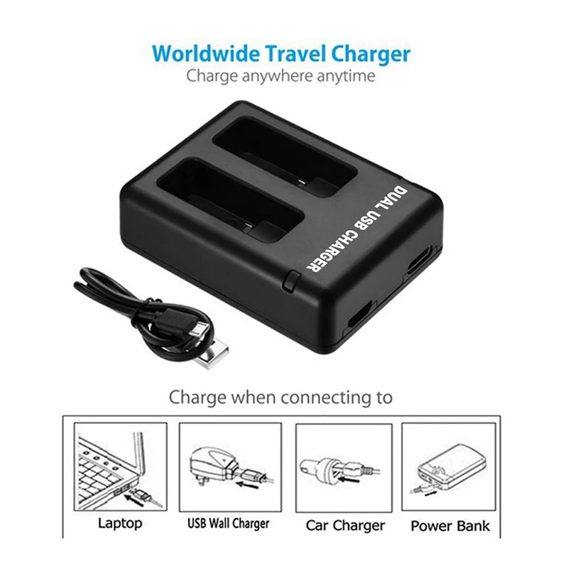 Dual Port Slot AHDBT-501 Battery Charger For Gopro Hero 5 6 7 8 HERO5 Black Cam