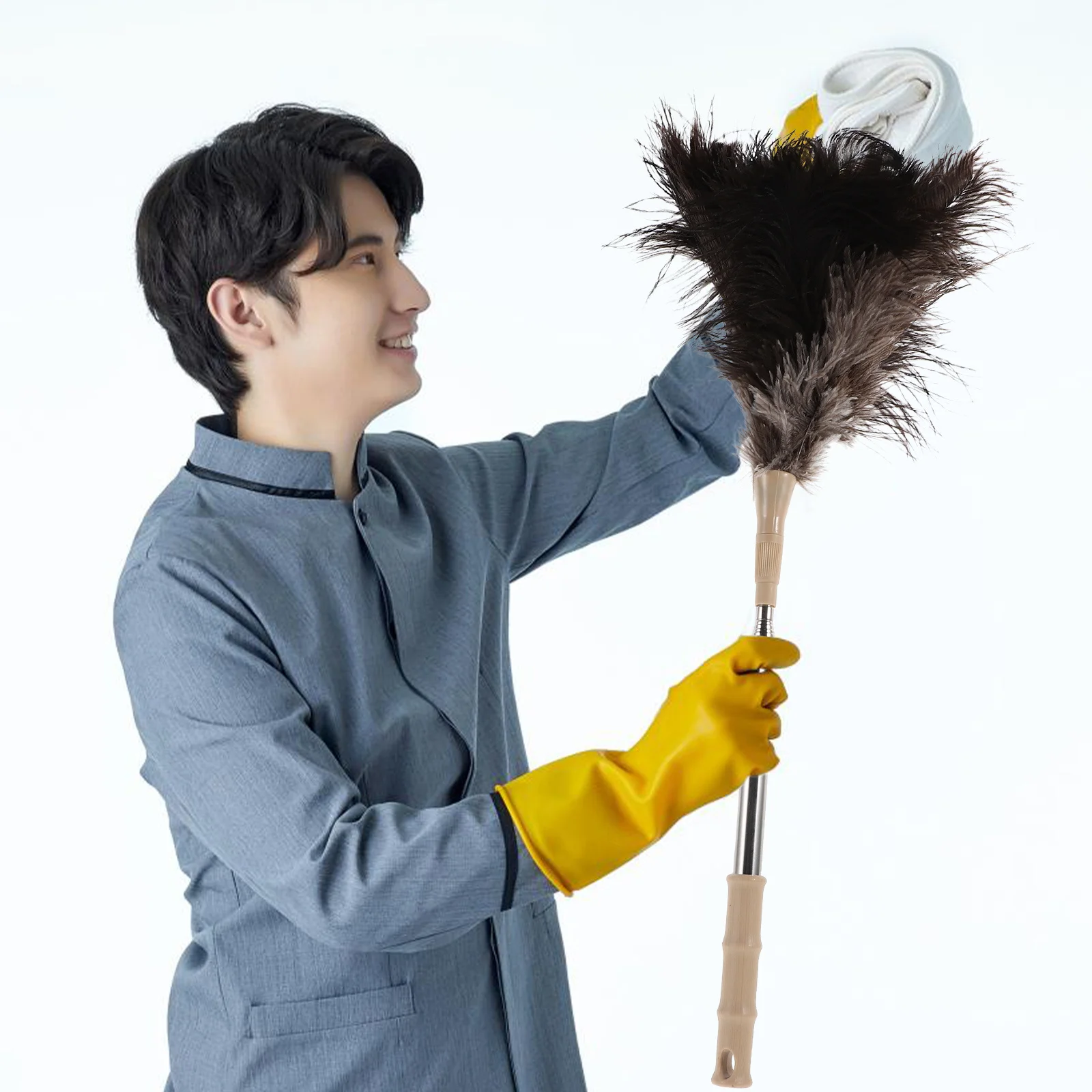 

Duster with Extension Pole for Ceiling Fans Blinds Dust Removal Reusable Cleaning Tool Electrostatic Fan Cleaner Home Office Use