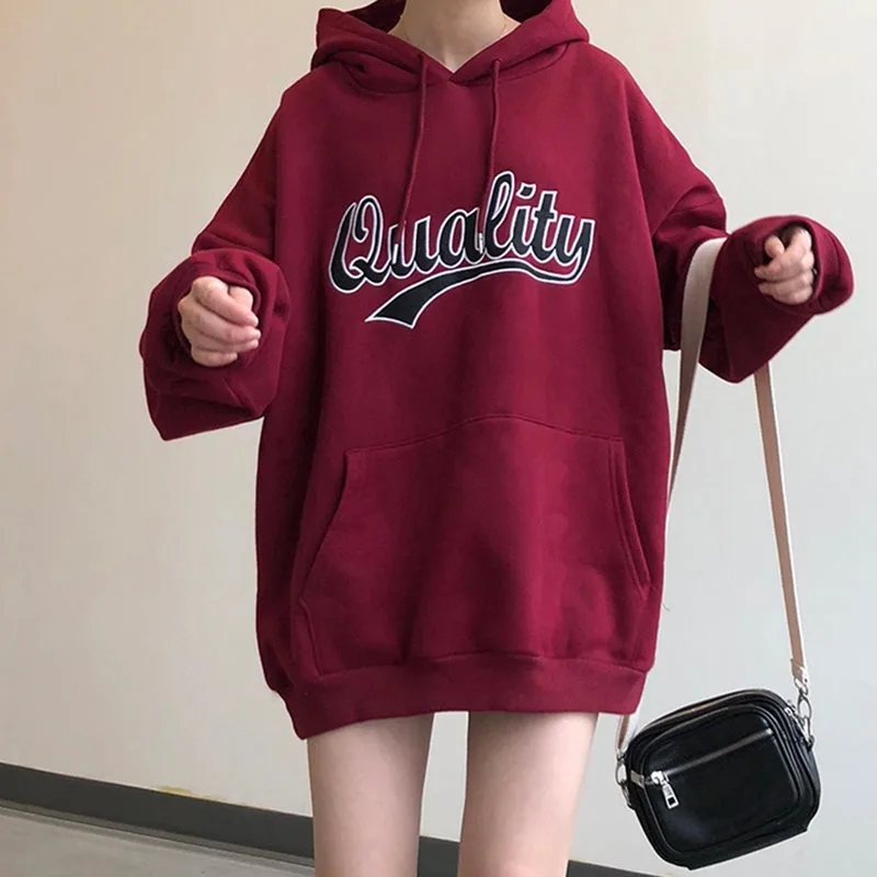 Hoodies Vrouwen Esthetisch Bedrukt Bf Unisex Street Style All-Match Daily Chique Harajuku Koreaanse Jonge Dames Vrije Tijd Populair