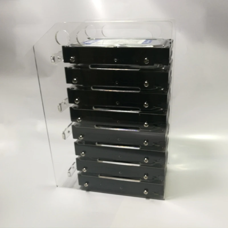 Multi-Layer Hard Drive Cage Hard Drive Bracket for 3.5in HDD SSD DIY Storage Acrylic Rack Shelf with Cooling Fan Space