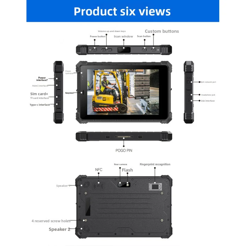 

8-дюймовый усиленный защищенный планшетный компьютер для промышленного использования с высококачественным износостойким экраном, IP68, MK8781 ARM, 8 дюймов