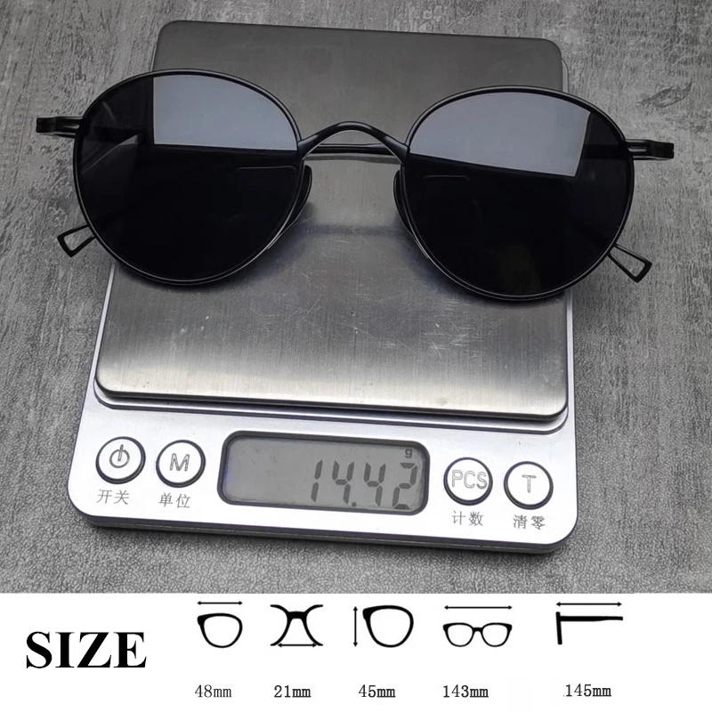 Pure Titanium Retro Round Polarized Sunglasses for Men Vintage Outdoor UV400 Sunglass Women  Japanese Brand Design Sun Glasses
