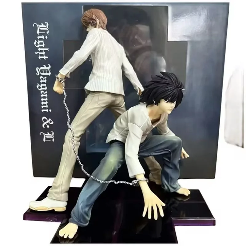 22cm Death Note Electric Shock Gk Light Yagam&L Statue Anime Handmade Model Decoration Birthday Gift Animation Model Handmade To