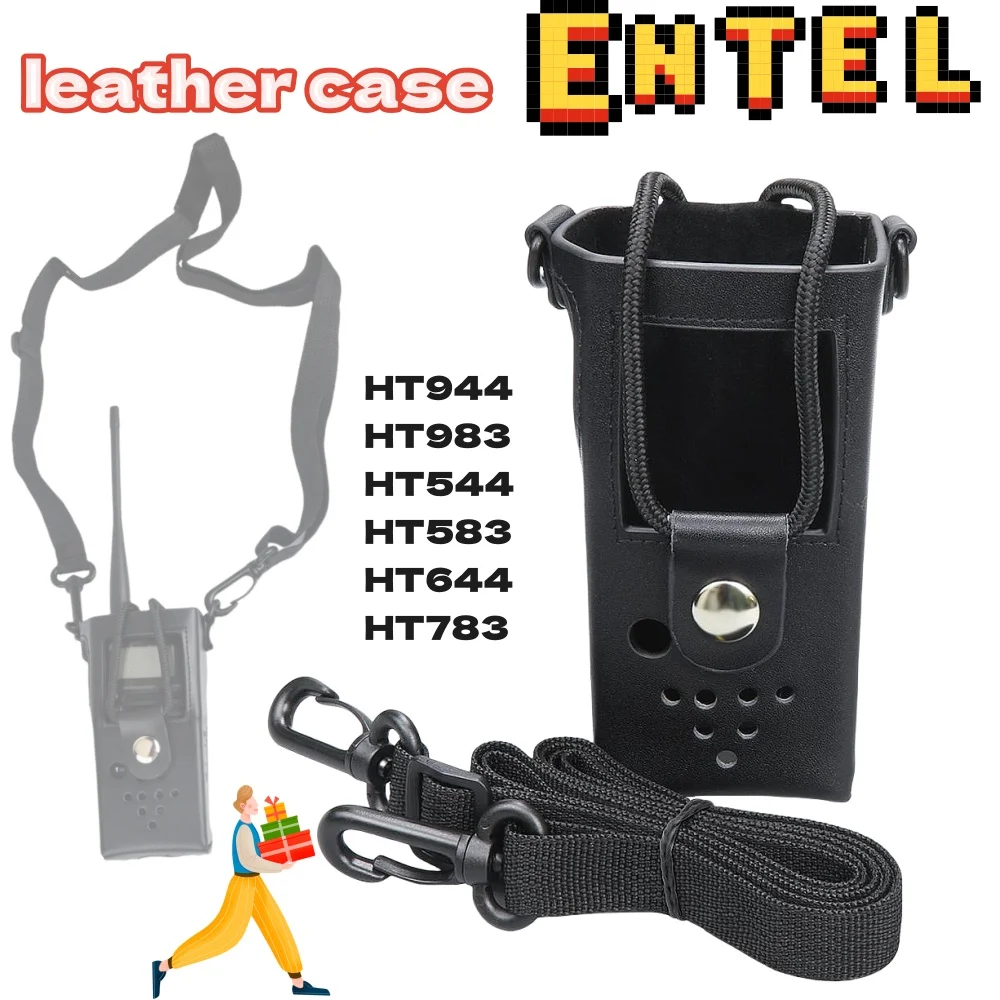 Walkie-talkie leather case Compatible for Entel HT944, HT983, HT544, HT644, HT783 Two Way Radios Leather Protective Sleeve