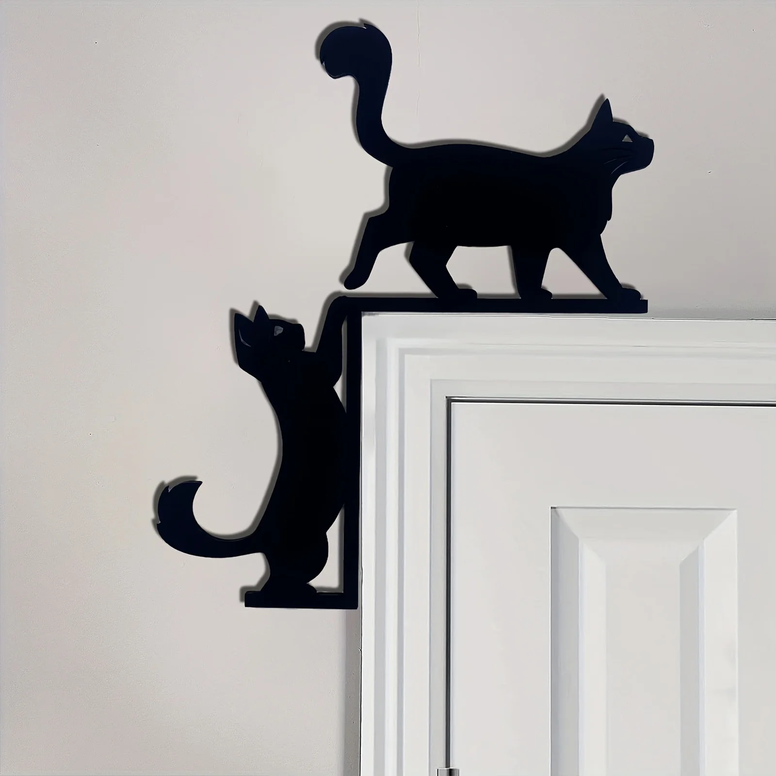 CIFBUY Iron Wall Art Metal Black Cat Sculpture Vintage Farmhouse Animal Hanging Decor Waterproof Pantry Door Home Gift