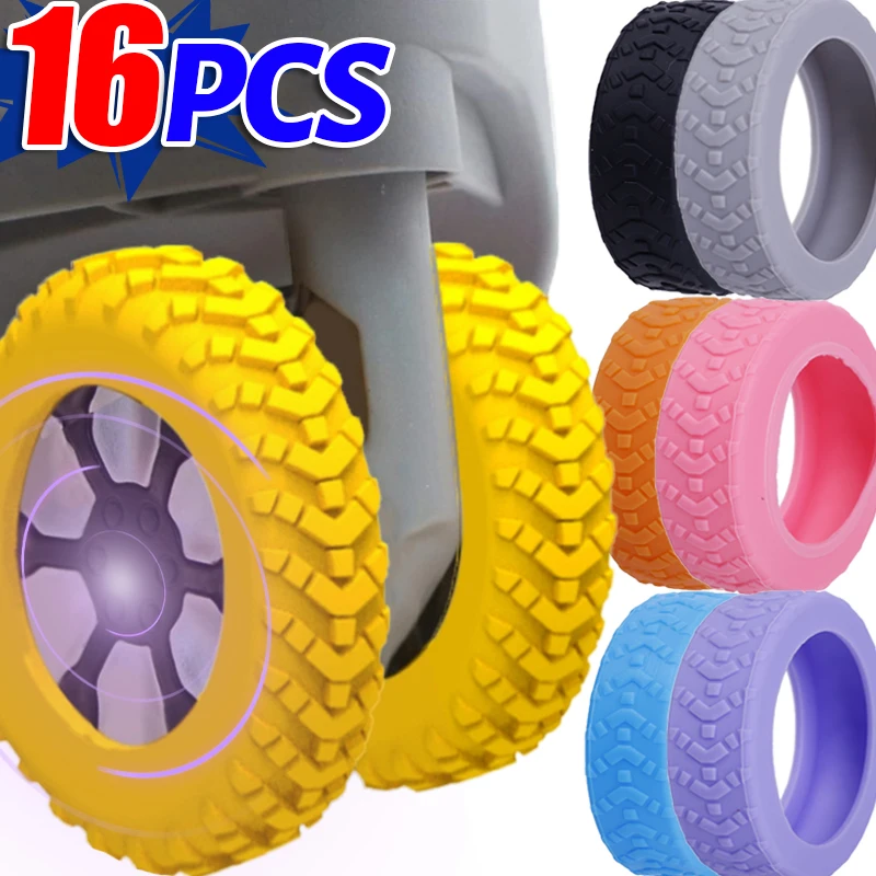 

Thicker Luggage Wheels Cover 1/16Pcs Silicone Texture Colorful Protector Reduce Noise Travel Luggage Suitcase Luggage Accessory